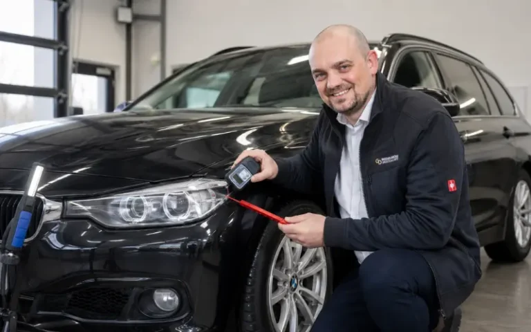 GD Ingenieurbüro prüft ein Fahrzeug für eine Reparaturbestätigung in Schnelldorf