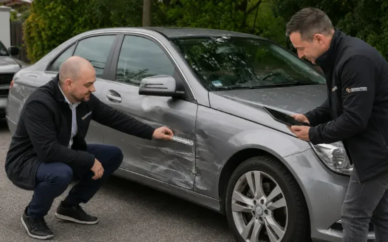 GD Ingenieurbüro dokumentiert einen Unfallschaden an einem Fahrzeug für ein KFZ Gutachten in Schnelldorf